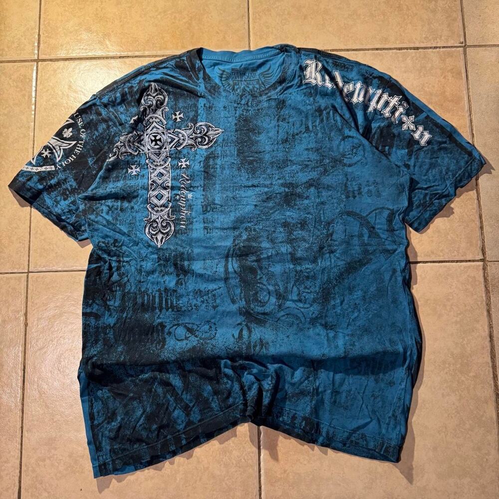 Y2k affliction blue black Shirt Size XL in Mens